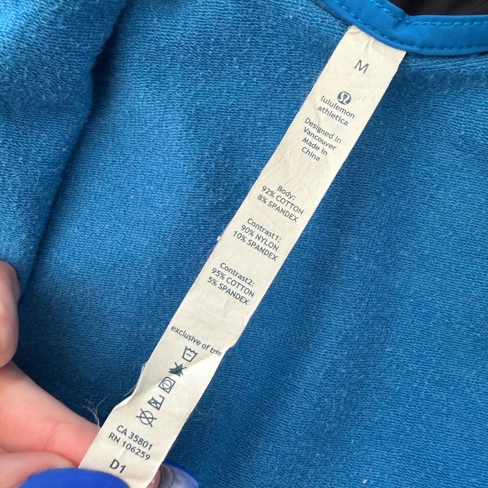 Lululemon Blue Hoodie Jacket Men’s Medium Athletic Zip Hooded Sweatshirt - Picture 5 of 6